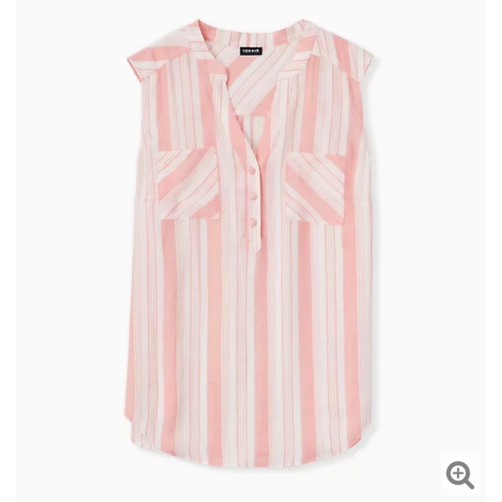 Coral stripe gauze pullover tank 3X